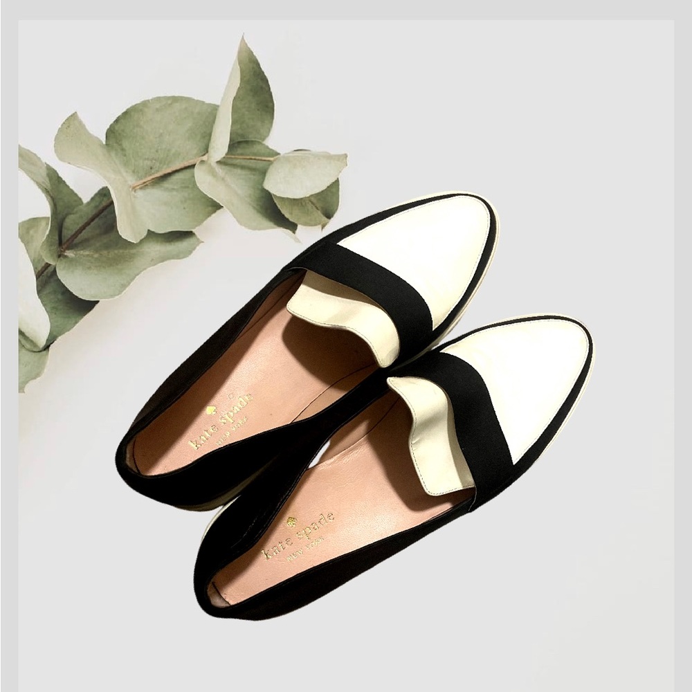 KATE SPADE ♠️ Black And White Slip On Apron Toe Fashion Sneaker Shoe